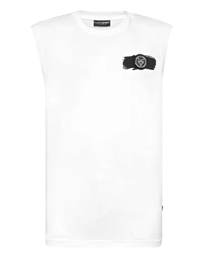 PLEIN SPORT SLEEVELESS T-SHIRT ROUND NECK