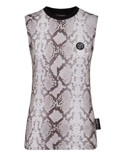Plein Sport Sleeveless T-shirt Sexy Pure Fit Pitone In Gray