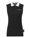 Plein Sport Sleveless Polo Basic In Black