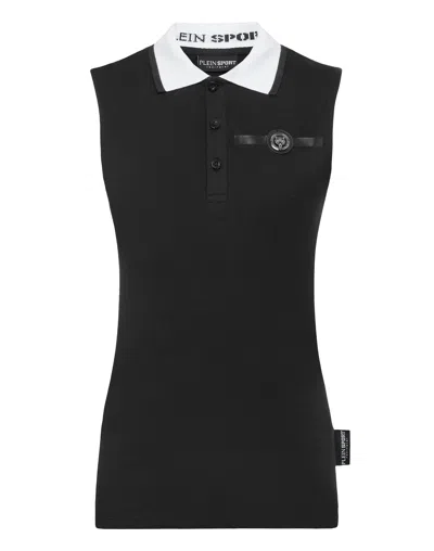 Plein Sport Sleveless Polo Basic In Black