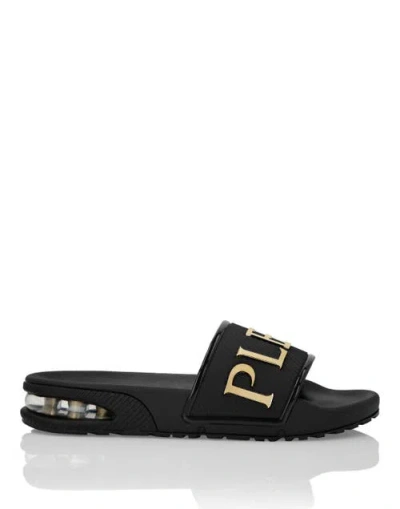 Plein Sport Slides Unisex In Black