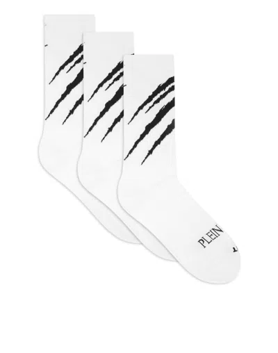Plein Sport Socks Tri-pack Scratch In White