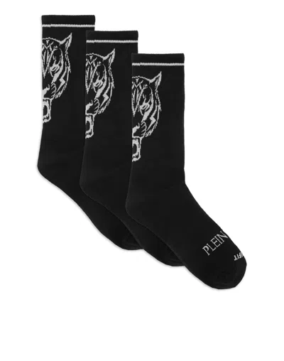 Plein Sport Socks Tri-pack Tiger In Black