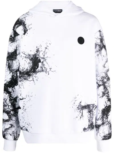 Plein Sport Splash Extreme Cotton Hoodie In White