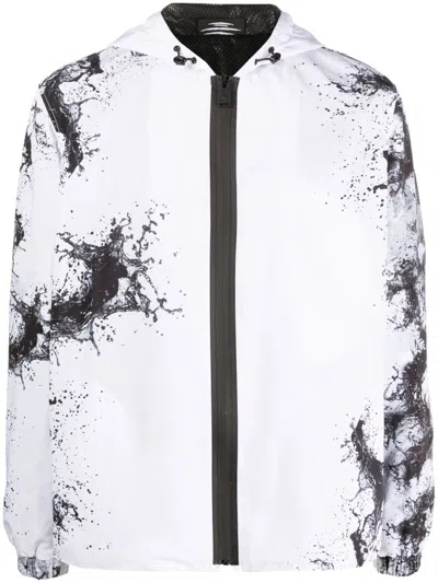 Plein Sport Splash-print Hooded Jacket In White