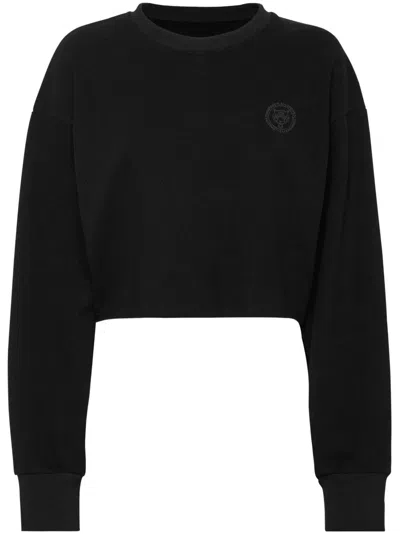 Plein Sport Sponge Cropped Sweatshirt In Black