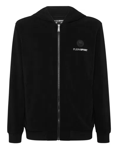 Plein Sport Sponge Hoodie Sweatjacket In Black