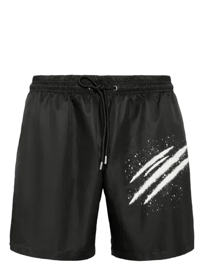 Plein Sport Spray Logo Print Swim Shorts In Black