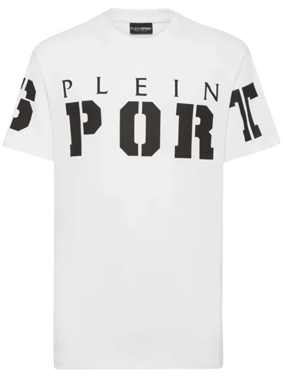 Plein Sport Ss Logo-patch Cotton T-shirt In White