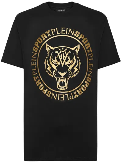 Plein Sport Ss Logo-print Cotton T-shirt In Black