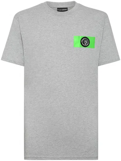 Plein Sport Logo-patch Cotton T-shirt In Grey