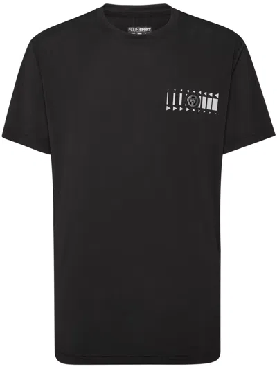 Plein Sport Ss Racing Logo-plaque T-shirt In Black
