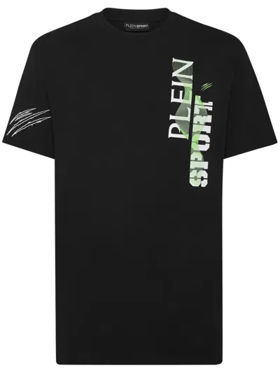 Plein Sport Ss Wave Logo-print T-shirt In Black