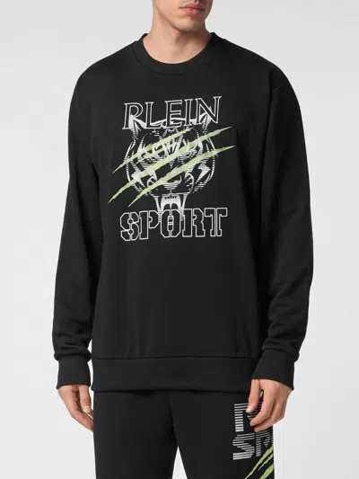 Plein Sport Tiger Line Logo-print Sweatshirt In Black