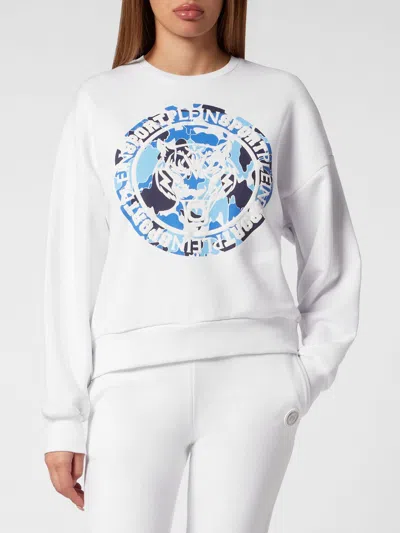 Plein Sport Carbon Tiger Cotton Sweatshirt In White