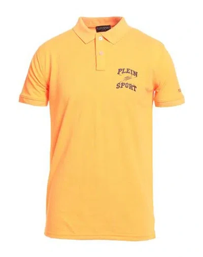 Plein Sport Swim Man Polo Shirt Orange Size Xxl Polyester, Cotton In Multi