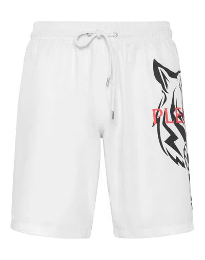 Plein Sport Swim-trunks Tiger In White
