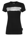 Plein Sport Metallic Logo-print Stretch-cotton T-shirt In Black