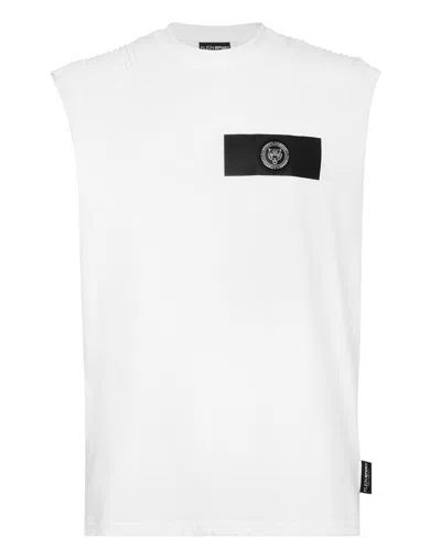 Plein Sport T-shirt Round Neck Sleeveless In White