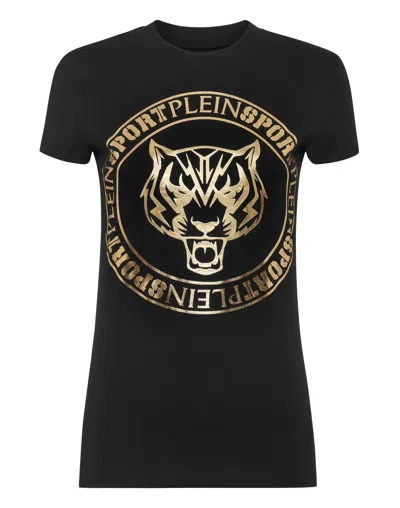 Plein Sport T-shirt Round Neck Ss Sexy Pure Fit Tiger In Black