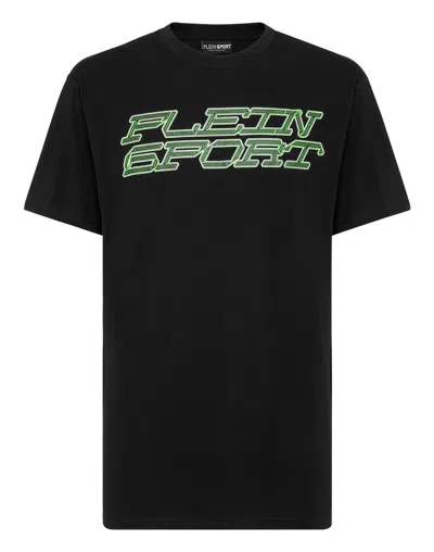 Plein Sport Tiger-print Cotton T-shirt In Black