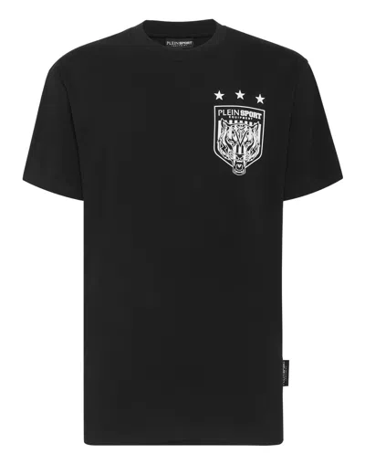 Plein Sport Ss Tiger Crest-print T-shirt In Black