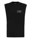 Plein Sport Logo Patch Sleeveless T-shirt In Black