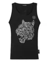 Plein Sport Tank Top Tiger In Black