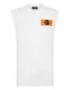 Plein Sport Logo Patch Sleeveless T-shirt In White