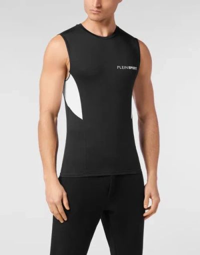Plein Sport Technical Jersey T-shirt Sleeveless Men In Black