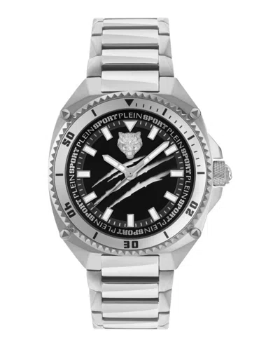 Plein Sport Mens Thunder Force 3 Hand Quartz Stainless Steel Bracelet 47mm In Silver