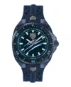 Plein Sport Mens Thunder Force Three Hand Quartz Blue Silicone 47mm In Black