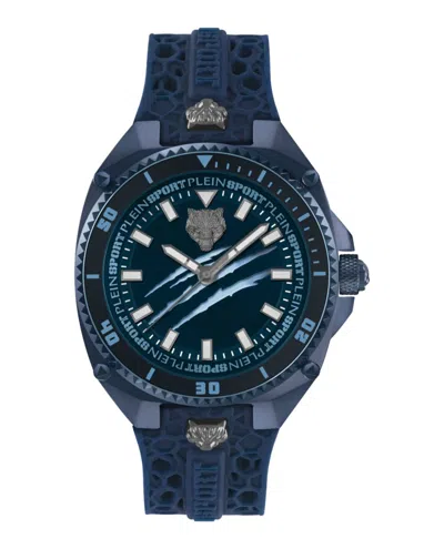 Plein Sport Mens Thunder Force 3 Hand Quartz Blue Silicone Strap 47mm