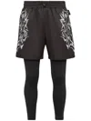 Plein Sport Thunder Tiger Layered Leggings In Schwarz