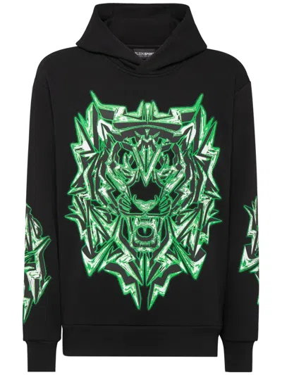 Plein Sport Thunder Tiger Long-sleeve Hoodie In Black