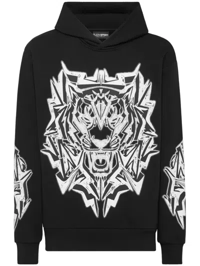 Plein Sport Thunder Tiger Long-sleeve Hoodie In Black