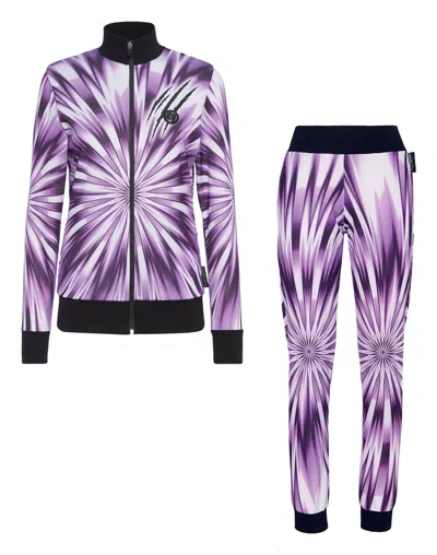 Plein Sport Print Tie-dye Two-piece Tracksuit In Blue