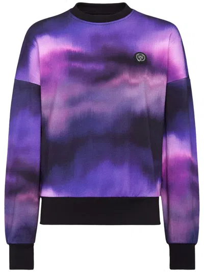 Plein Sport Tie-dye Print Logo-patch Sweatshirt In Purple