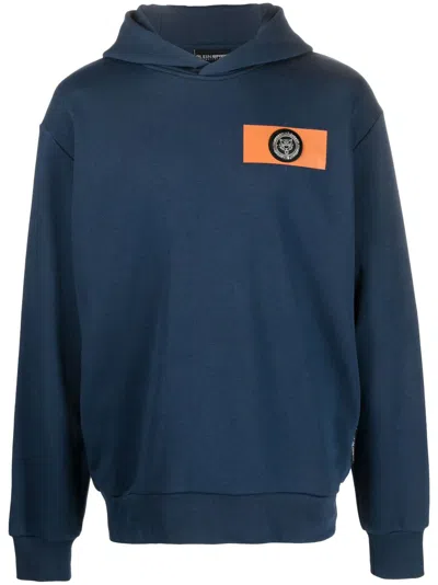 Plein Sport Tiger Crest Edition Hoodie In Blue