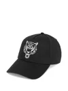 Plein Sport Tiger-embroidered Baseball Cap In Black