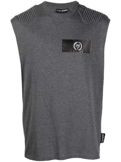 Plein Sport Tiger-head Motif T-shirt In Grey