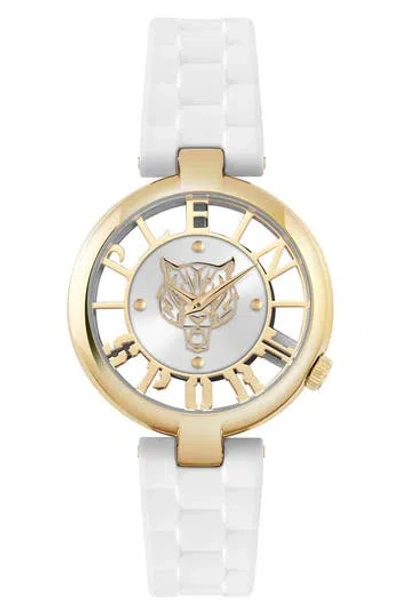 Plein Sport Tiger Luxe Silicone Strap Watch, 36mm In Gold