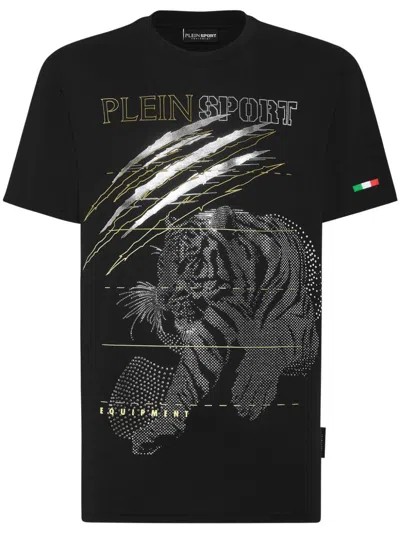 Plein Sport Tiger-motif T-shirt In Black