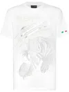 Plein Sport Cotton Dotted T-shirt Round Neck Sleeveless Lamina Tiger In White
