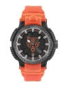 Plein Sport Men's Tiger Power 3 Hand Date Quartz Orange Silicone Strap 45mm In Black