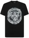 Plein Sport Tiger-print Cotton T-shirt In Black