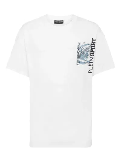 Plein Sport Tiger-print Cotton T-shirt In White
