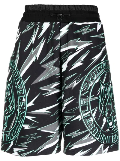 Plein Sport Tiger-print Jogging Shorts In Black