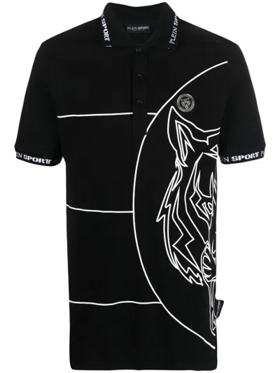 Plein Sport Poloshirt Mit Tiger-print In Black