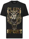 Plein Sport Tiger-print Round-neck T-shirt In Black